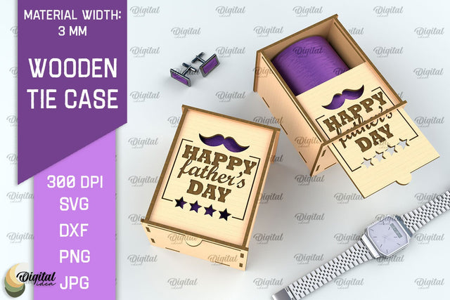 Father Gift Laser Cut. Wooden Tie Case SVG. Tie Box Lasercut SVG Evgenyia Guschina 