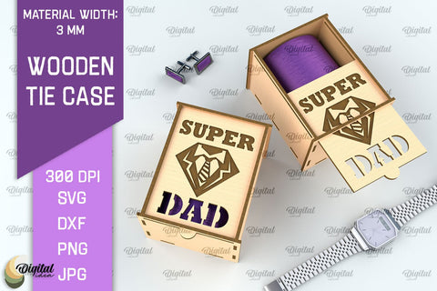 Father Gift Laser Cut. Wooden Tie Case SVG. Tie Box Lasercut SVG Evgenyia Guschina 