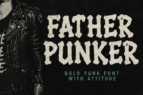 Father Punker | Bold Punk Display Font Font Mozzatype 