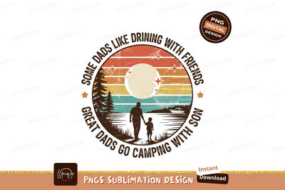 Father son camping sunset nature Sublimation Designangry 