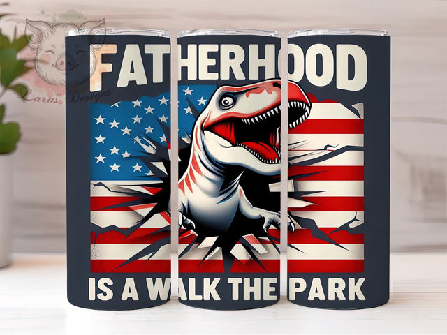 Fatherhood Is A Walk In The Park 20oz Tumbler Png, Straight & Tapered Tumbler Png, Dinosaur Tumbler Png, Digital Download PNG Sublimation Lara' s Designs 