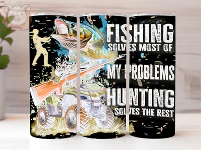 Fathers Day 20oz Tumbler Png, Straight & Tapered Tumbler Png, Fishing Solves Most of My Problems Tumbler Png, Digital Download PNG Sublimation Lara' s Designs 