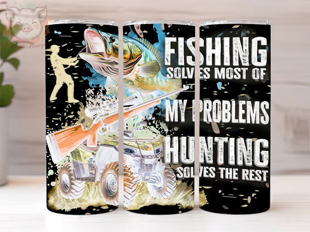 Fathers Day 20oz Tumbler Png, Straight & Tapered Tumbler Png, Fishing Solves Most of My Problems Tumbler Png, Digital Download PNG Sublimation Lara' s Designs 