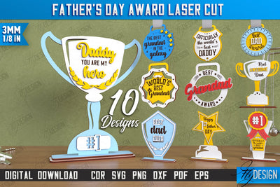 Father's Day Award Laser Cut Bundle | Wooden Trophy | Personalized Award for Dad | CNC Files SVG Fly Design 