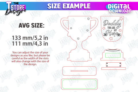 Father's Day Award Laser Cut Bundle | Wooden Trophy | Personalized Award for Dad | CNC Files SVG The T Store Design 