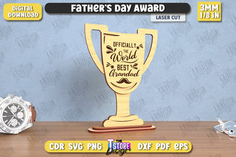 Father's Day Award Laser Cut Bundle | Wooden Trophy | Personalized Award for Dad | CNC Files SVG The T Store Design 