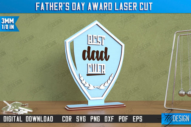 Father's Day Award Laser Cut | Wooden Trophy | Personalized Award for Dad | CNC File SVG Fly Design 