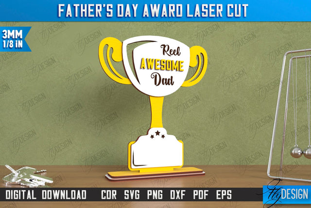 Father's Day Award Laser Cut | Wooden Trophy | Personalized Award for Dad | CNC File SVG Fly Design 