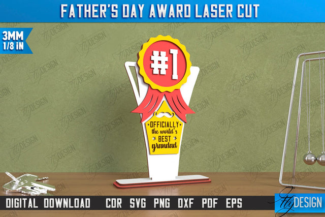 Father's Day Award Laser Cut | Wooden Trophy | Personalized Award for Dad | CNC File SVG Fly Design 