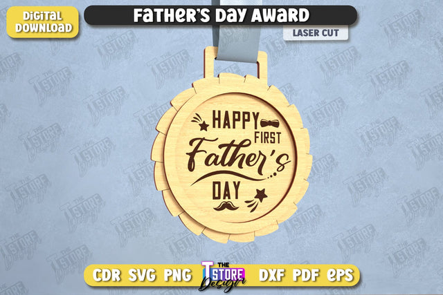 Father's Day Award | Wooden Trophy | Personalized Award for Dad | CNC File SVG The T Store Design 