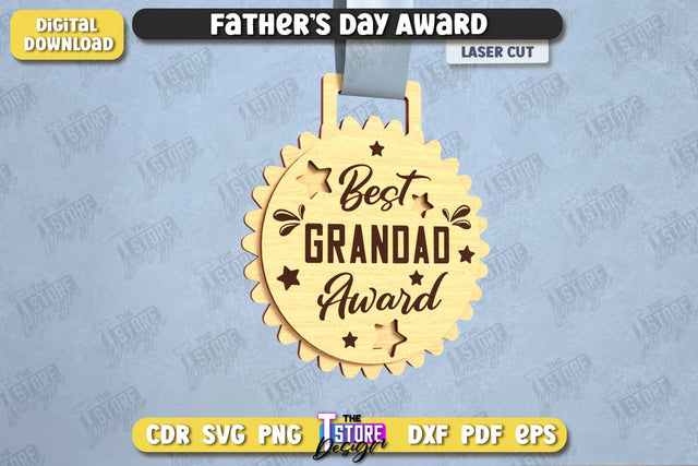 Father's Day Award | Wooden Trophy | Personalized Award for Dad | CNC File SVG The T Store Design 