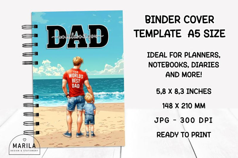 Father's Day Binder Cover Printable #9 Digital Pattern Marilakits 