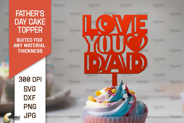 Father's Day Cake Topper SVG. Cupcake Topper Laser Cut SVG Evgenyia Guschina 