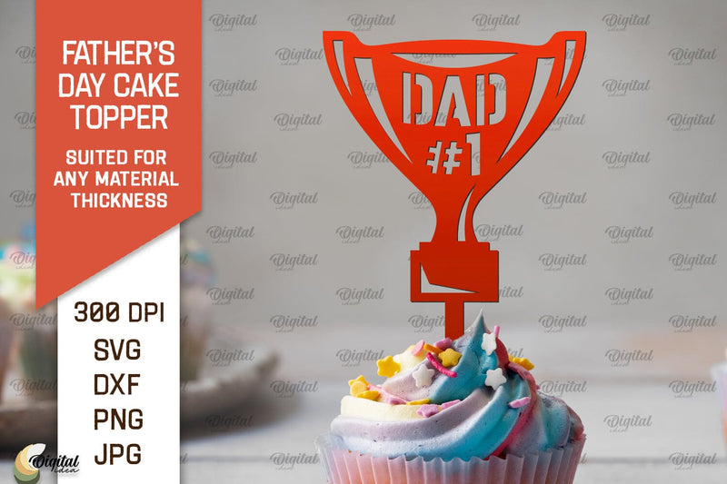 Father's Day Cake Topper SVG. Cupcake Topper Laser Cut SVG Evgenyia Guschina 