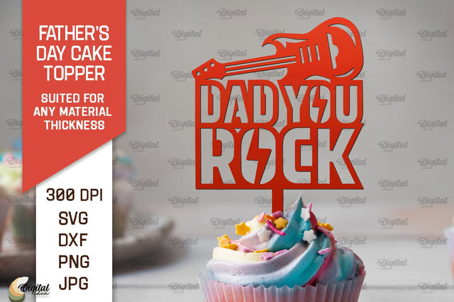 Father's Day Cake Topper SVG. Cupcake Topper Laser Cut SVG Evgenyia Guschina 