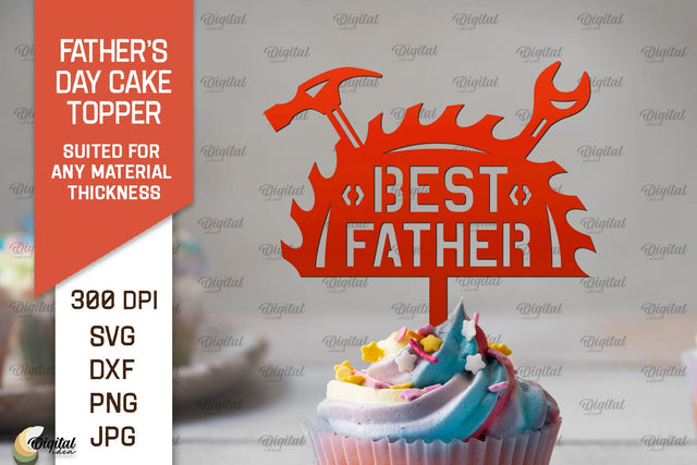 Father's Day Cake Topper SVG. Cupcake Topper Laser Cut SVG Evgenyia Guschina 