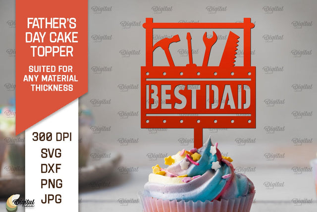 Father's Day Cake Topper SVG. Cupcake Topper Laser Cut SVG Evgenyia Guschina 