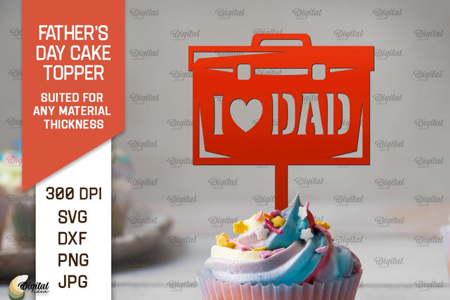 Father's Day Cake Topper SVG. Cupcake Topper Laser Cut SVG Evgenyia Guschina 