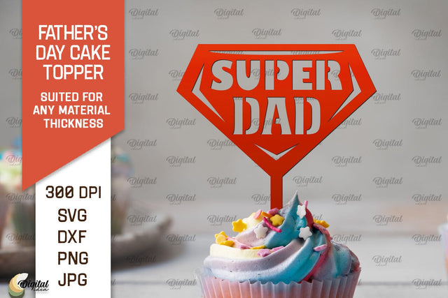 Father's Day Cake Topper SVG. Cupcake Topper Laser Cut SVG Evgenyia Guschina 