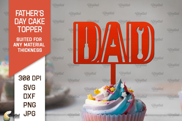 Father's Day Cake Topper SVG. Cupcake Topper Laser Cut SVG Evgenyia Guschina 