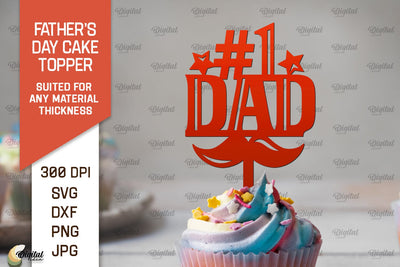 Father's Day Cake Topper SVG. Cupcake Topper Laser Cut SVG Evgenyia Guschina 