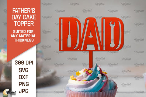 Father's Day Cake Toppers SVG Bundle. Cupcake Toppers Laser Cut SVG Evgenyia Guschina 