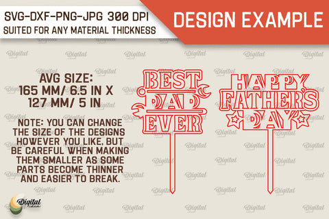 Father's Day Cake Toppers SVG Bundle. Cupcake Toppers Laser Cut SVG Evgenyia Guschina 