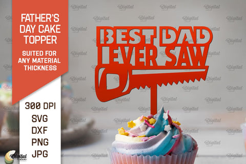 Father's Day Cake Toppers SVG Bundle. Cupcake Toppers Laser Cut SVG Evgenyia Guschina 