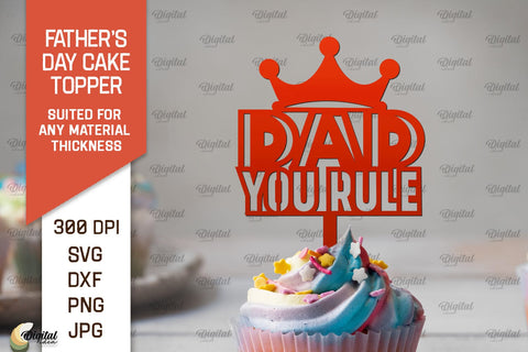 Father's Day Cake Toppers SVG Bundle. Cupcake Toppers Laser Cut SVG Evgenyia Guschina 