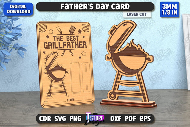 Father’s Day Card | Gift Idea | Greeting Card | Gift for Grandpa | BBQ | CNC File SVG The T Store Design 