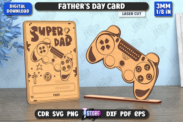 Father’s Day Card | Gift Idea | Super Dad | Greeting Card | Gamer Dad | CNC File SVG The T Store Design 