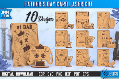Father’s Day Card Laser Cut Bundle | Gift Idea | Greeting Card | Gift for Grandpa | CNC Files SVG Fly Design 