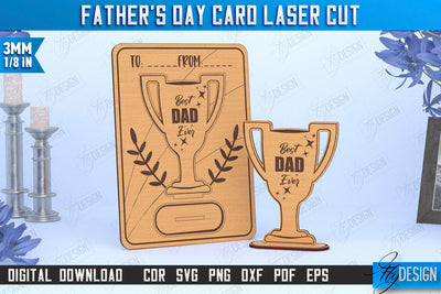 Father’s Day Card Laser Cut | Gift Idea | Greeting Card | Gift for Grandpa | Award | CNC File SVG Fly Design 