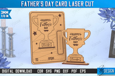 Father’s Day Card Laser Cut | Gift Idea | Greeting Card | Gift for Grandpa | Award | CNC File SVG Fly Design 