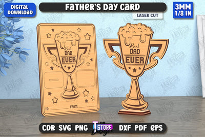 Father’s Day Card Laser Cut | Gift Idea | Greeting Card | Gift for Grandpa | CNC File SVG The T Store Design 