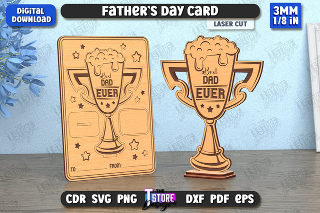 Father’s Day Card Laser Cut | Gift Idea | Greeting Card | Gift for Grandpa | CNC File SVG The T Store Design 