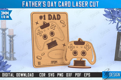 Father’s Day Card Laser Cut | Gift Idea | Greeting Card | Gift for Grandpa | Gamer Dad | CNC File SVG Fly Design 