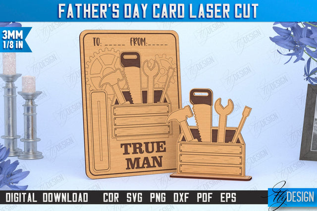 Father’s Day Card Laser Cut | Gift Idea | Greeting Card | Gift for Grandpa | Tools | CNC File SVG Fly Design 