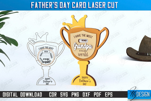 Father's Day Card Laser Cut | Grandpa Award | Greeting Card | Gift for Grandpa | CNC File SVG Fly Design 