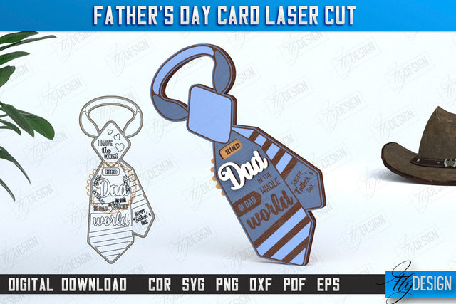 Father's Day Card Laser Cut | Greeting Card | Wooden Tie | Gift Idea | CNC File SVG Fly Design 