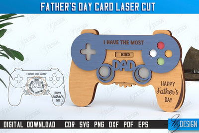 Father’s Day Card Laser Cut | Happy Father's Day | Gamer Gift | Greeting Card | CNC File SVG Fly Design 