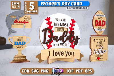 Father’s Day Cards Bundle | Gift Idea | Greeting Card | Gift for Grandpa | CNC Files SVG The T Store Design 