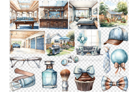 Fathers Day Clipart Bundle | Daddy Illustration Set SVG GlamArtZhanna 