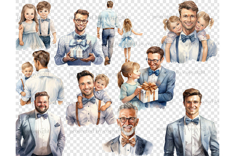 Fathers Day Clipart Collection | Male Illustration Set SVG GlamArtZhanna 