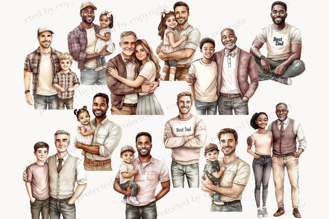 Fathers Day Clipart PNG | Bundle Dad And Baby Clip Art SVG GlamArtZhanna 