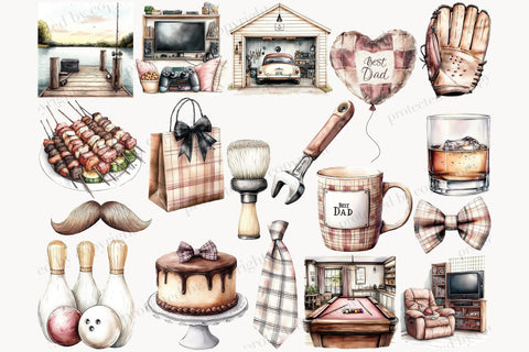 Fathers Day Clipart PNG | Bundle Dad And Baby Clip Art SVG GlamArtZhanna 