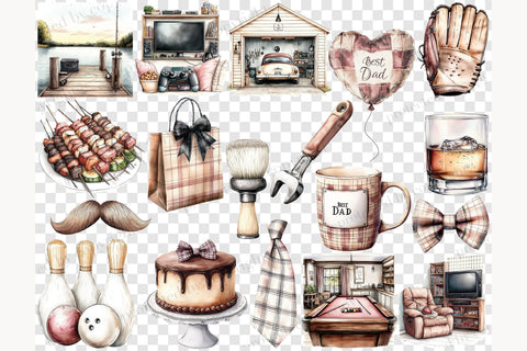 Fathers Day Clipart PNG | Bundle Dad And Baby Clip Art SVG GlamArtZhanna 