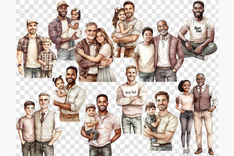 Fathers Day Clipart PNG | Bundle Dad And Baby Clip Art SVG GlamArtZhanna 