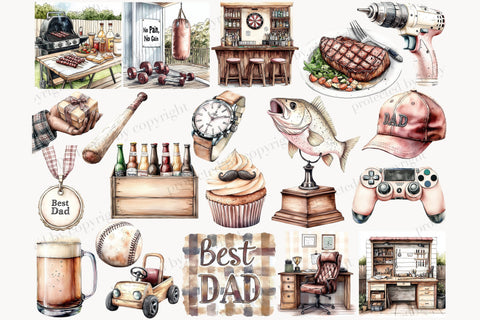 Fathers Day Clipart PNG | Bundle Dad And Baby Clip Art SVG GlamArtZhanna 
