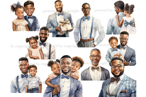 Fathers Day Clipart Set | Black Man Illustration SVG GlamArtZhanna 